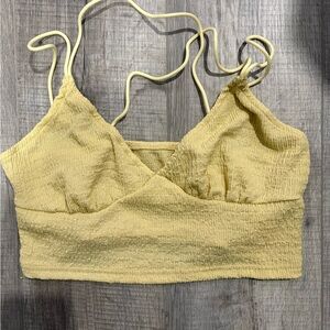 SHEIN Pale Yellow Textured Cropped Bralette Camisole